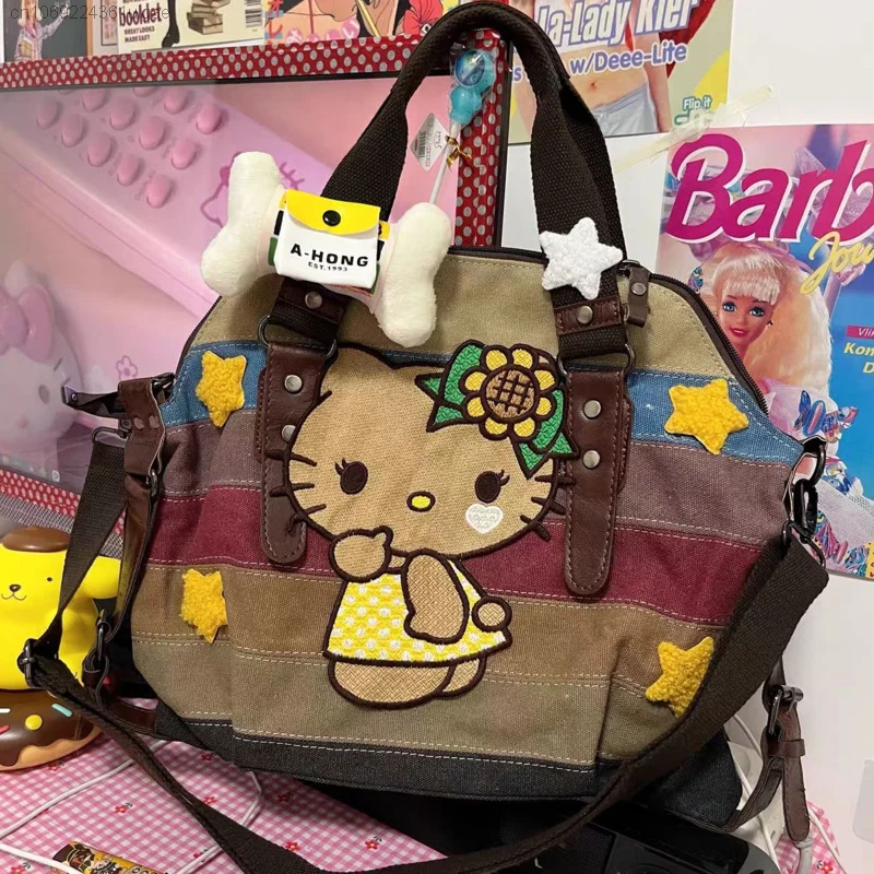 Czarna skórka Sanrio Hello Kitty torby nowy modny kobiety luksusowa torebka dużą pojemność torba na ramię Crossbody 2 tys. Milenijnych toreb