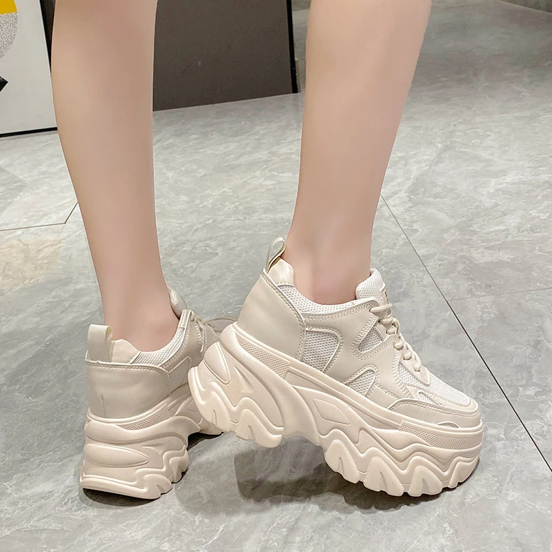 Fashion Women's Chunky Sneakers Heigeht increasing 9CM Platform Tennis Shoes for Women Thick Bottom Breathable Sports Dad Shoes