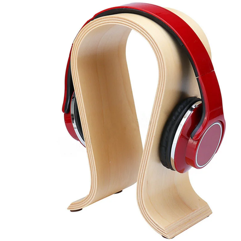 Universal U Shape Wooden Headphones Stand Holder Wooden Headset Desk Display Shelf Rack Hanger Bracket for Headphones