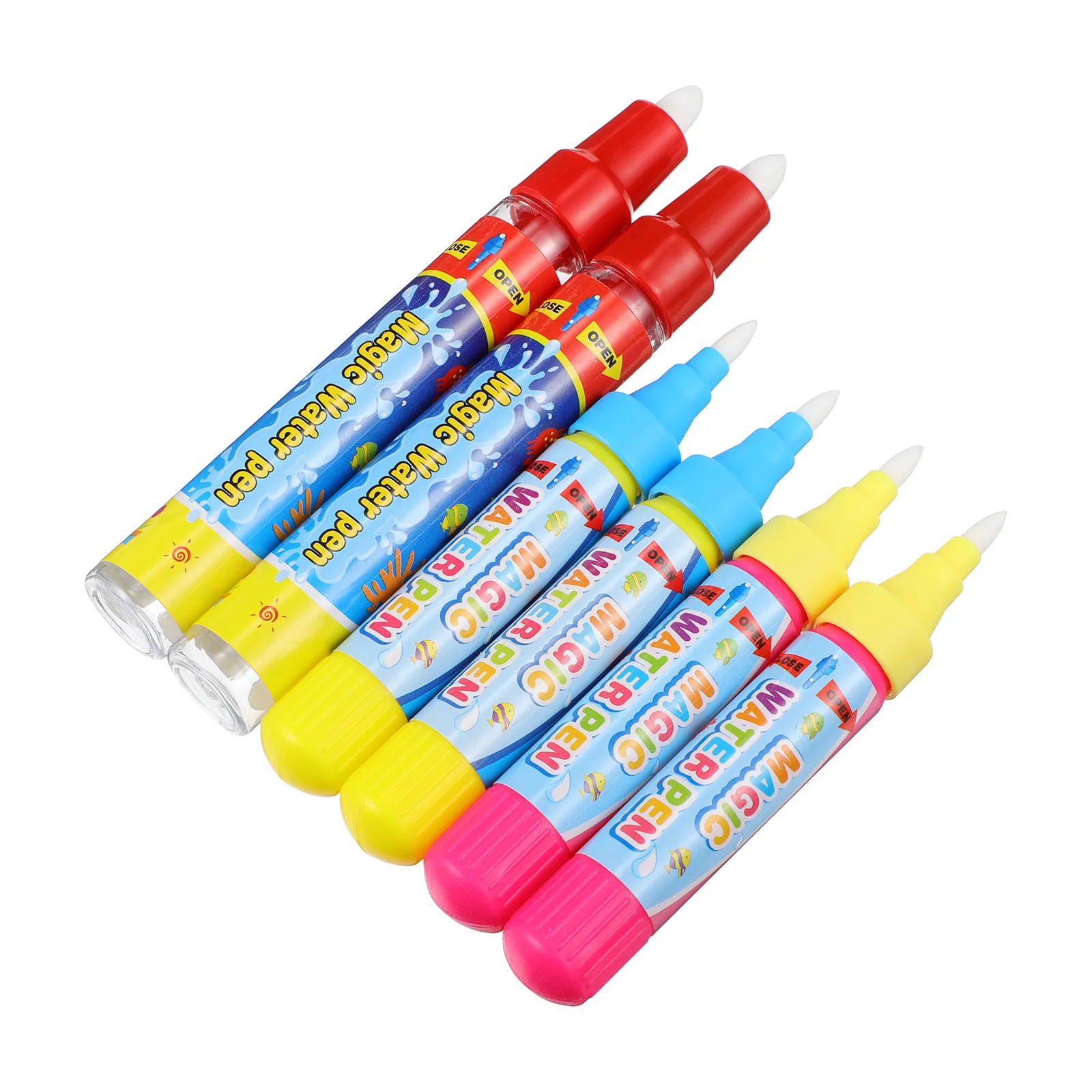 6Pcs Water Pens for Doodle Mat Drawing Pens Vibrant No Hand Stains Clothes Safe Thick Tip Refillable