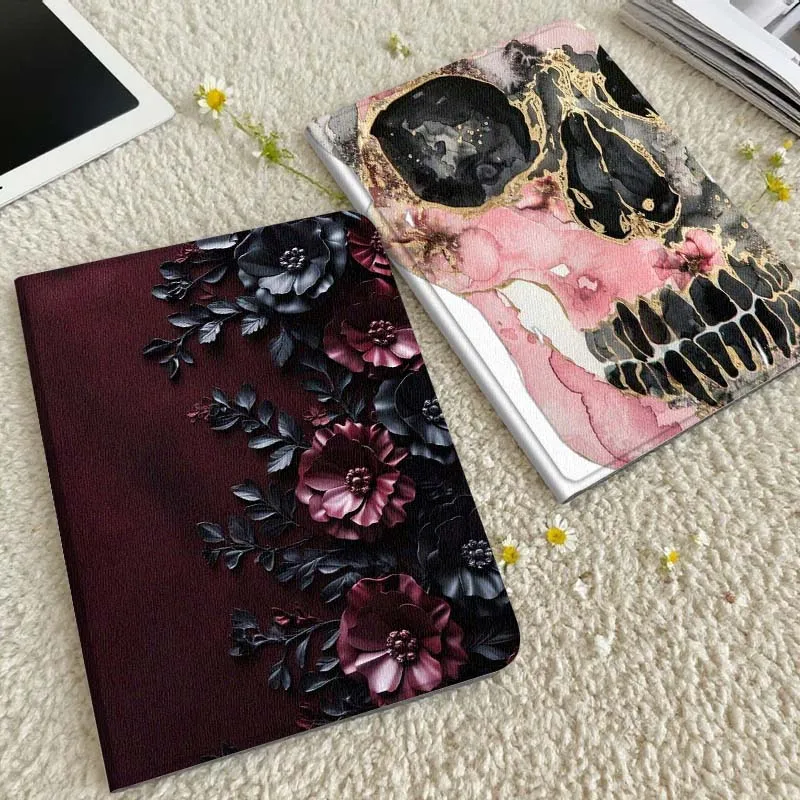 

Dark Red Flower Decor Tablet Case For Xiaomi Redmi Mini Pad SE K 2 4 5 6 7 8 2023 2025 11 8.8 11.2 10.1 Pro Gift