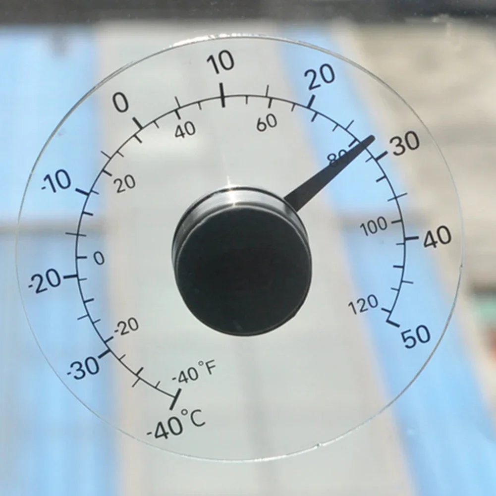 Waterproof Clear Outdoor Window Thermometer Circular Self Adhesive Pointer Temperature Measurement Tester Meter Clock Weather