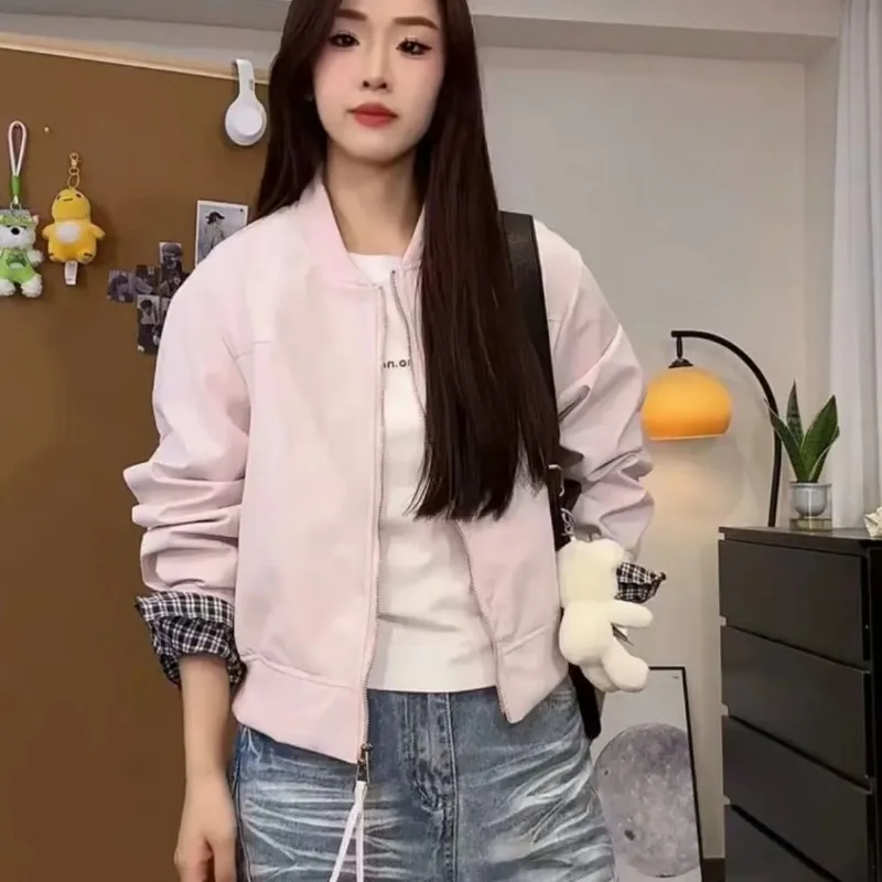 

Корейская версия 2023, весенний новый стиль, повседневное простое универсальное однотонное короткое пальто, женская маленькая куртка, топ