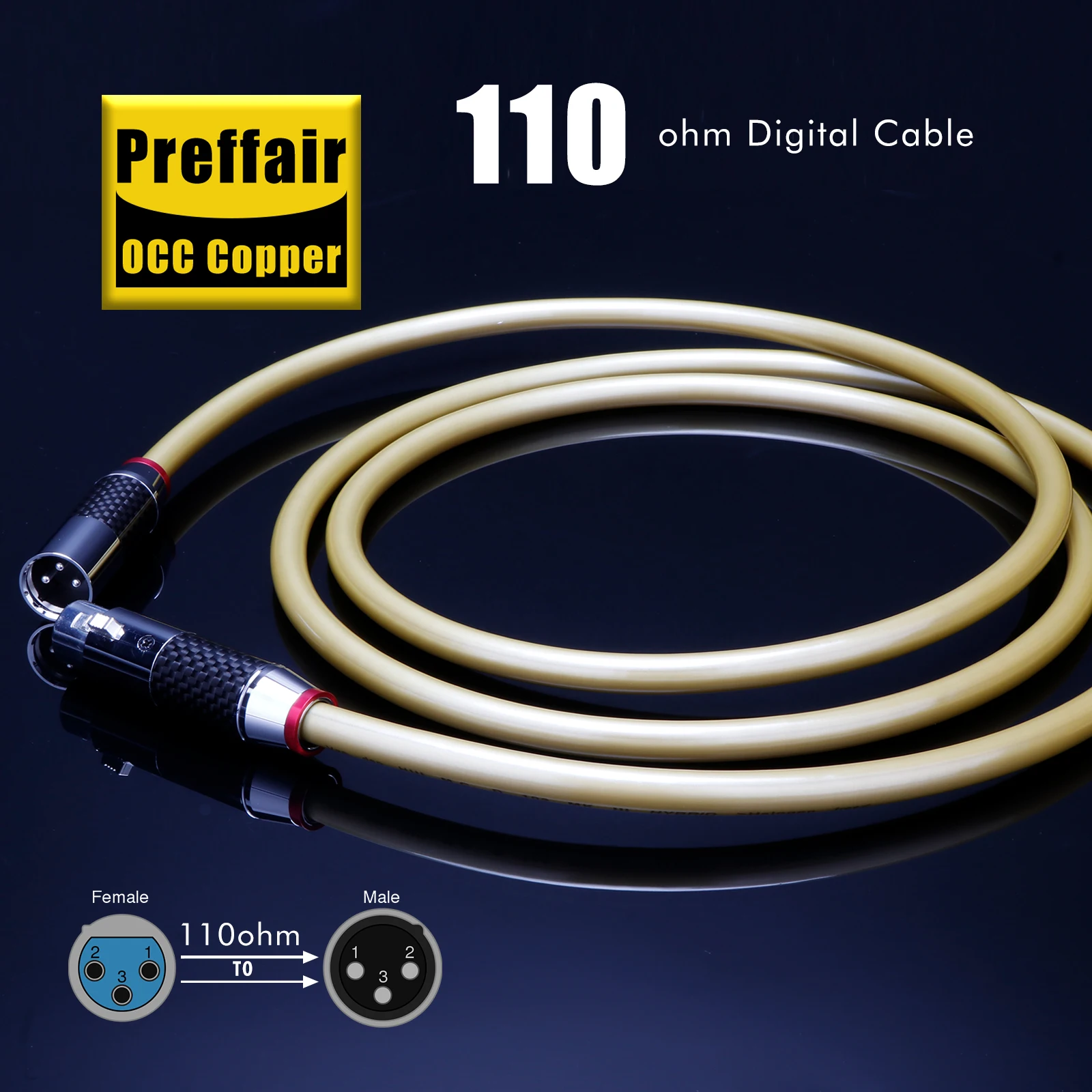 

Hi end Preffair AES/EBU Digital Audio Cable OCC Silver Plated Balanced XLR Plug Pre Amp