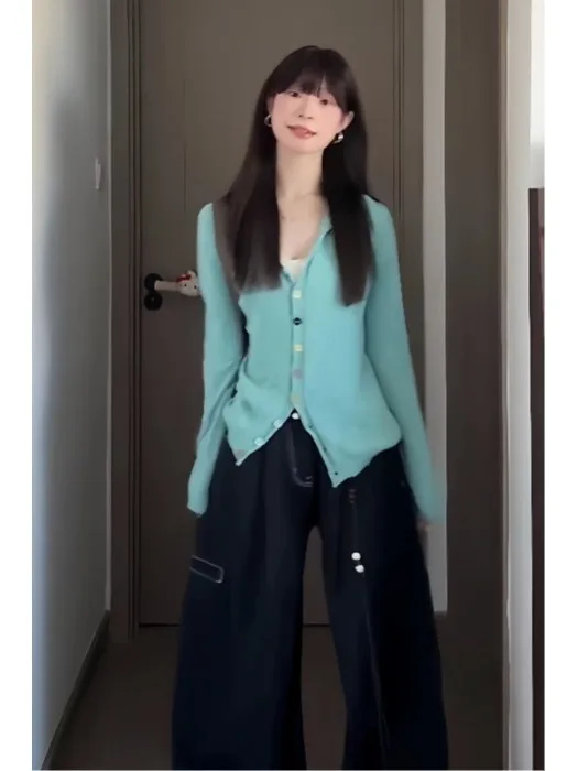 

Korean Sle Long Sve Knitted Open Cardigan Women's Soft Plump Buttoned Sweater Jaet Autumn High Faion Sensation