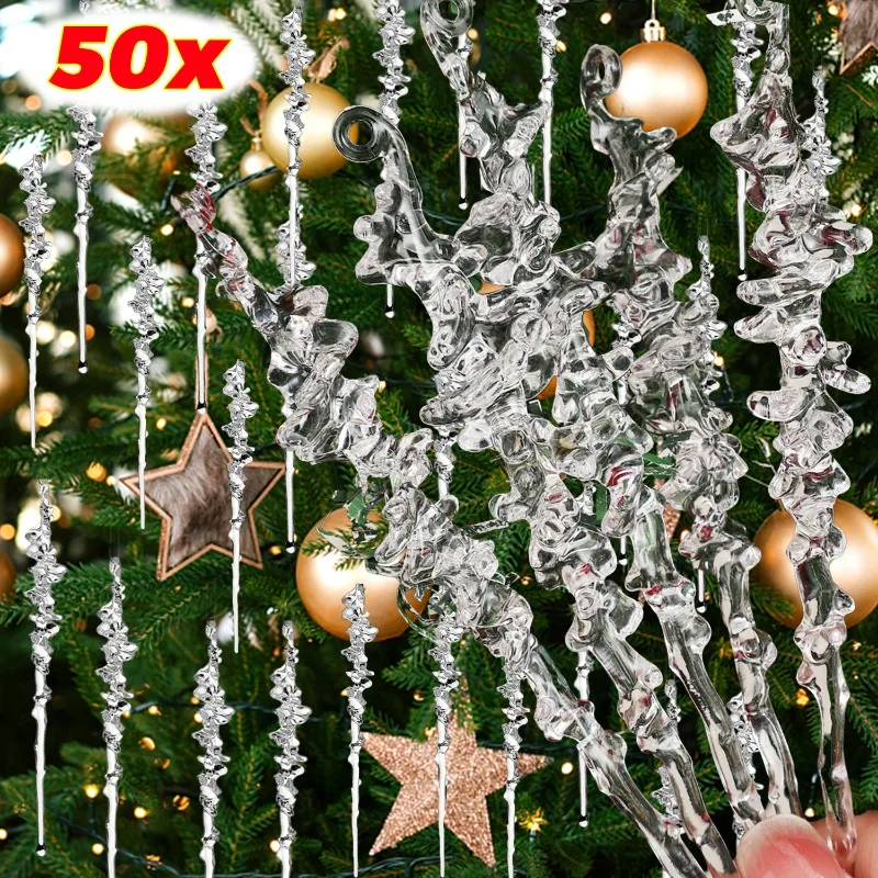 

Acrylic Icicle Ornaments Christmas Decoration Acrylic Clear Icicles Set Christmas Tree Ornament Xmas Wedding Party Decoration