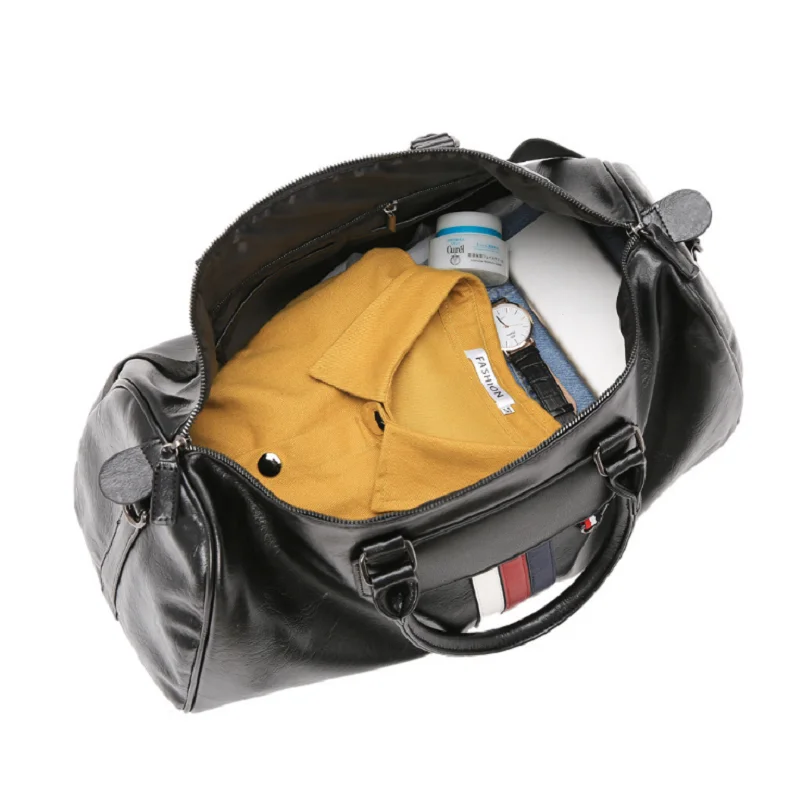New Korean Men's Large Capacity Fashion Business Travel Duffle Handbag High Quality Leather Shoulder Bags Sports Fitness Totes
