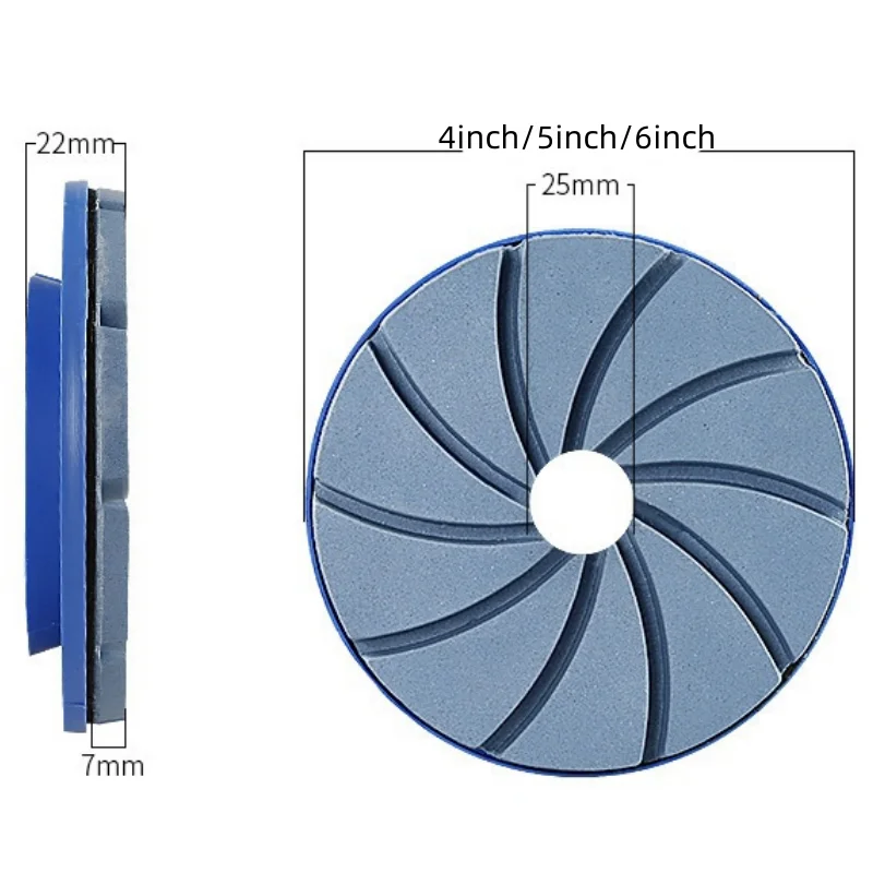 1 Stück 4'' 5'' 6'' Schneckenverschluss Marmor-Polierpads Betonboden-Polierpad Kantenschleifscheibe Körnung 50-3000 – Detail 2