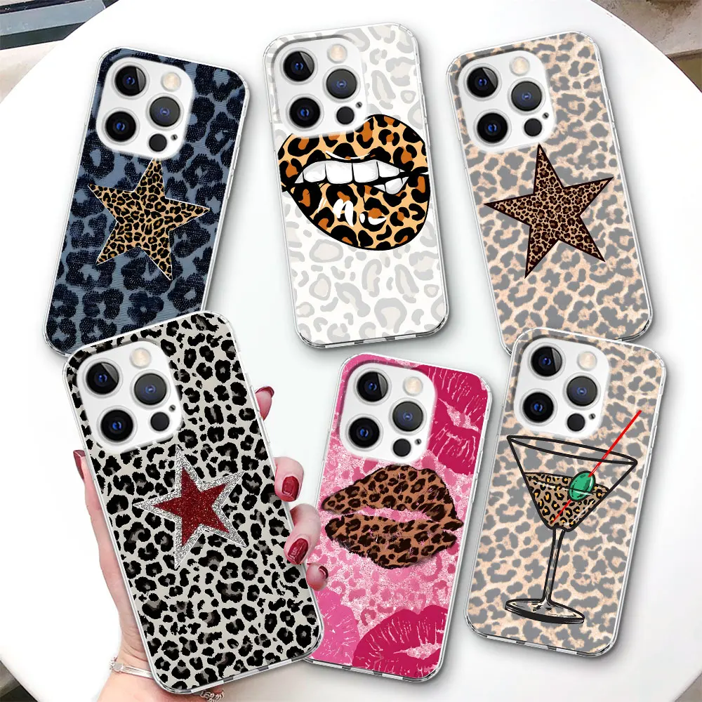 

Leopard Case for iPhone 17 Air 14 12 15 Pro 7 8 Plus 13 Mini XR X 6 XS Max 6S SE TPU Shockproof Transparent Phone Cover Shell