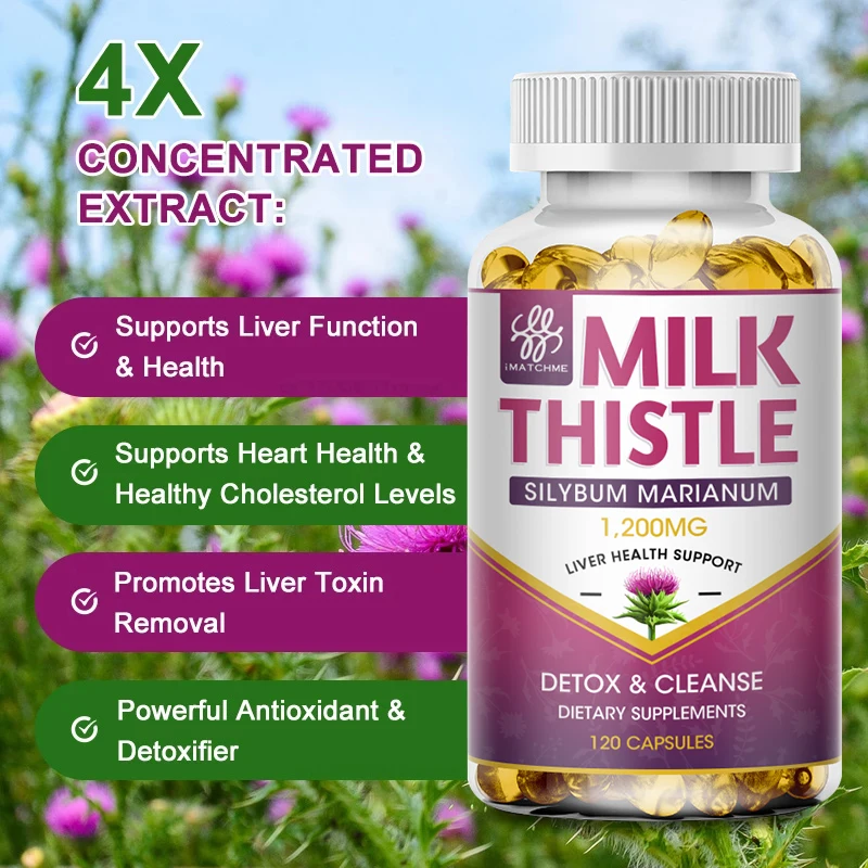 

4X Organic Milk Thistle Extract Capsules For Liver Health, Liver Detox & Cleanse, Liver Protection, Decompose Alcohol