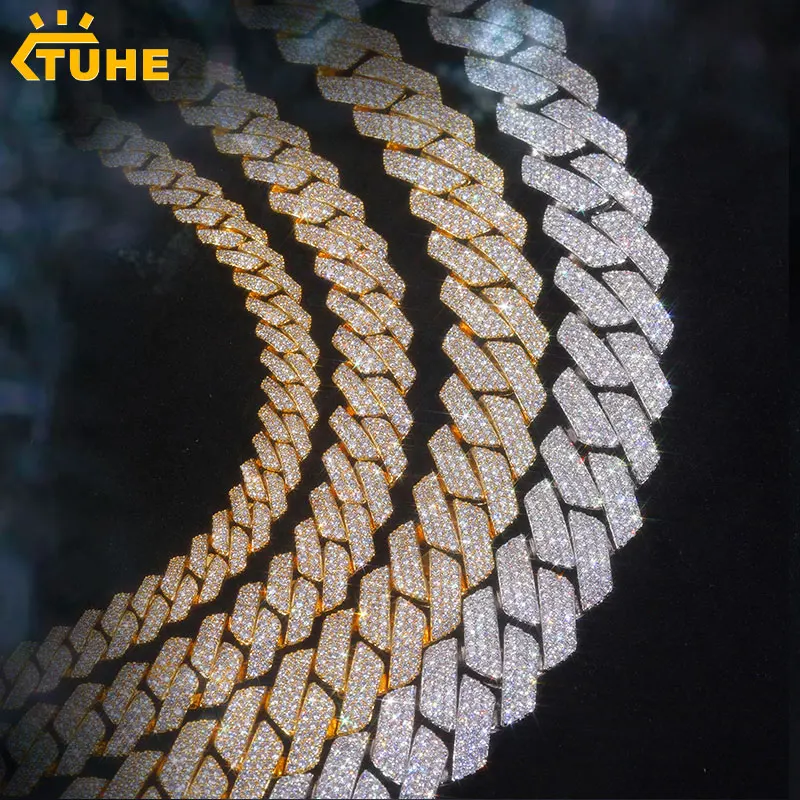 TUHE 12mm-14mm Unisex High Quality Iced Out  Cuban Link Necklace copper cz Men For Men Hip Hop Jewelry