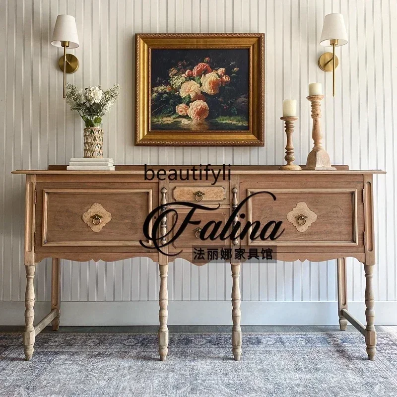 

6239P lt French high-end solid wood carving entrance cabinet entrance door entrance table European-style American side cabinet