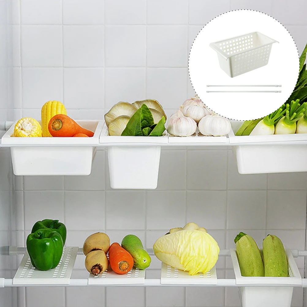 

1Set Kitchen Sink Drain Basket Telescopic Rod Expandable Colander Strainer for Fruit Dish Cutlery Drying Multifunction Kitchen