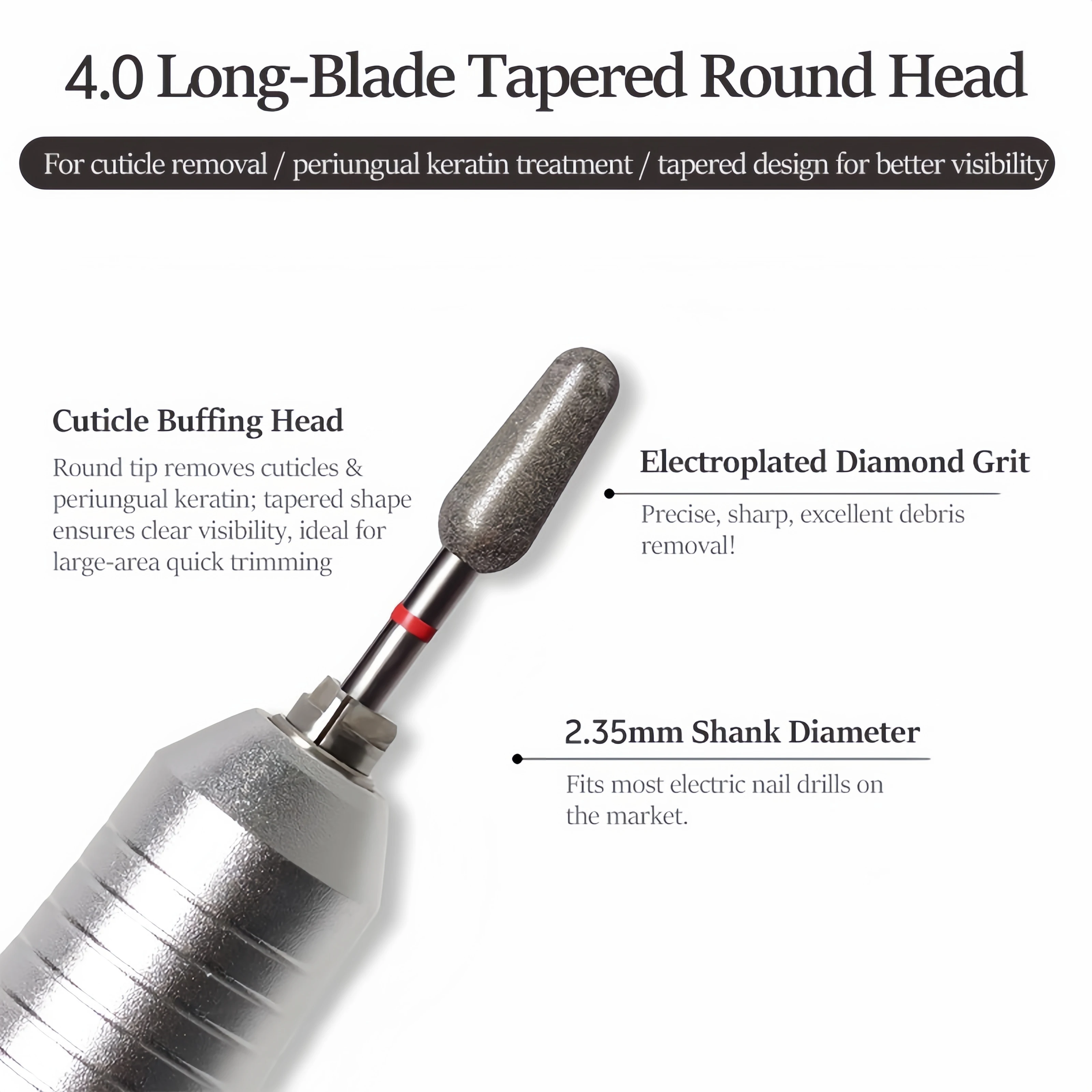 معالجة مسبقة من الماس الروسي لفن الأظافر، وإزالة الجلد الميت، ورأس الفول السوداني، وأداة طحن فن الأظافر