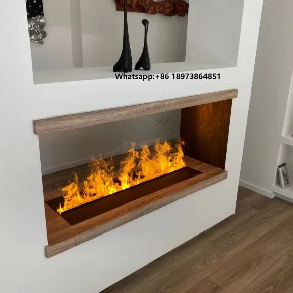 

Contemporary Italy Style Indoor Water Electric Fireplace Insert Black Cassette LED Flame Vapor Steam Fireplace Living Room Decor