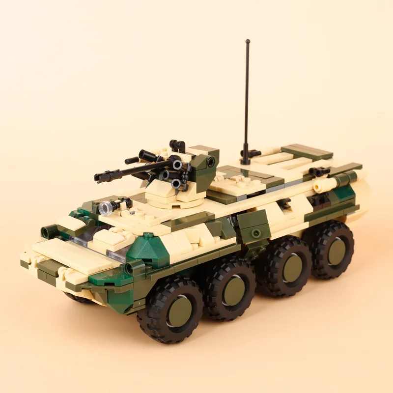 MOC Military Armored Vehicle Building Block BTR-82 Wheeled Armored Vehicle APV WW2 Tank Bricks Block Toys for Boys