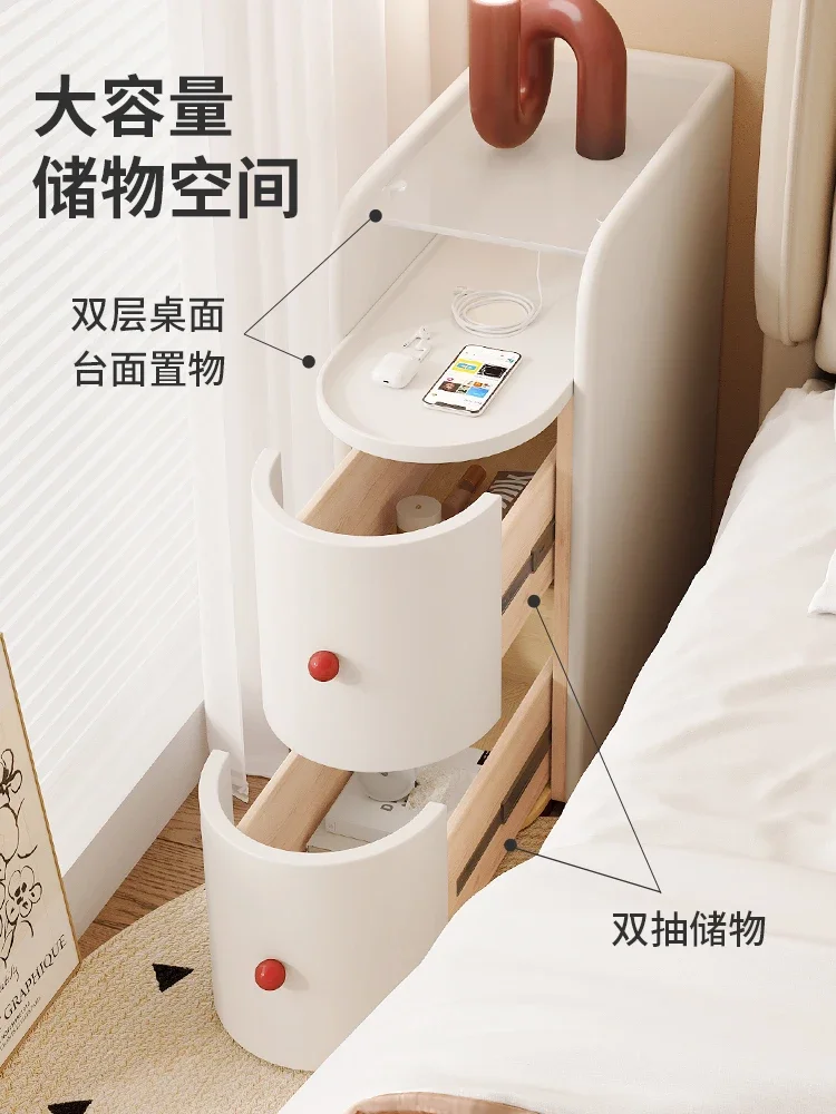 

Small bedside table extremely narrow bedroom household cream wind mini storage crack ultra-narrow bedside table creative side ca