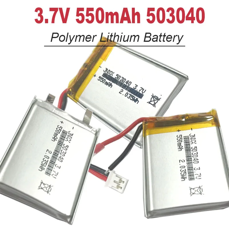 503040 3.7V Lithium Battery Lipo 550mAh Polymer Batteries for Speaker Bluetooth Headset Communication Digital Rechargeable Cell