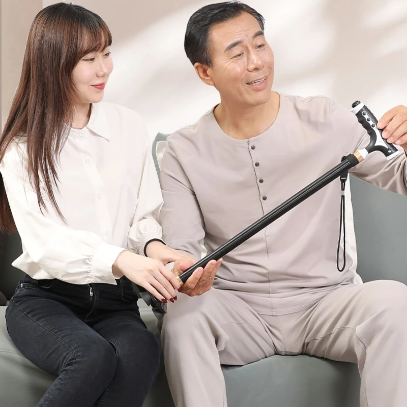 

Telescopic Elderly Walker Cane: Lightweight Non-Slip Walking Aid, Four-Legged Smart Rehabilitation Tool, Enhanced Safety Cane