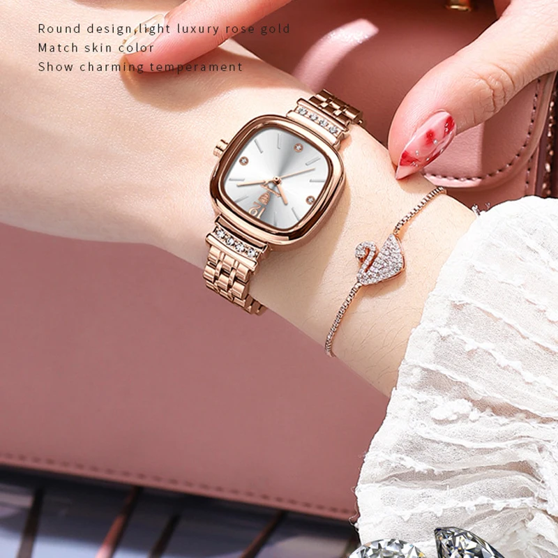 Часы наручные женские кварцевые с квадратным циферблатом, модные брендовые Роскошные водонепроницаемые элегантные, с кожаным ремешком, подарок для девушки