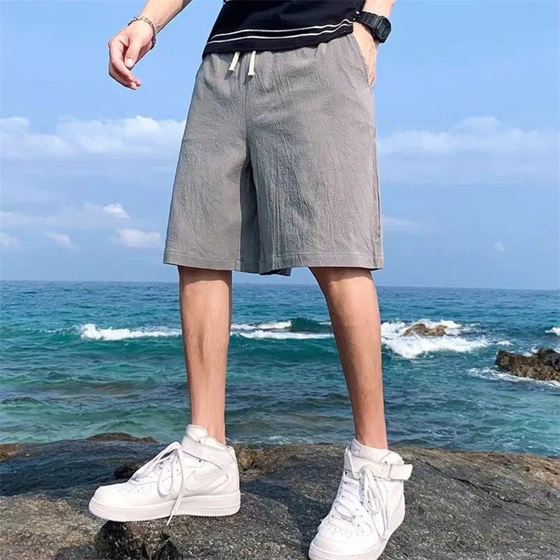 Summer Men Casual Loose Shorts Cotton Linen Half Pants Slim Running Sport Men's High Quality Shorts streetwear Plus Size M-8XL