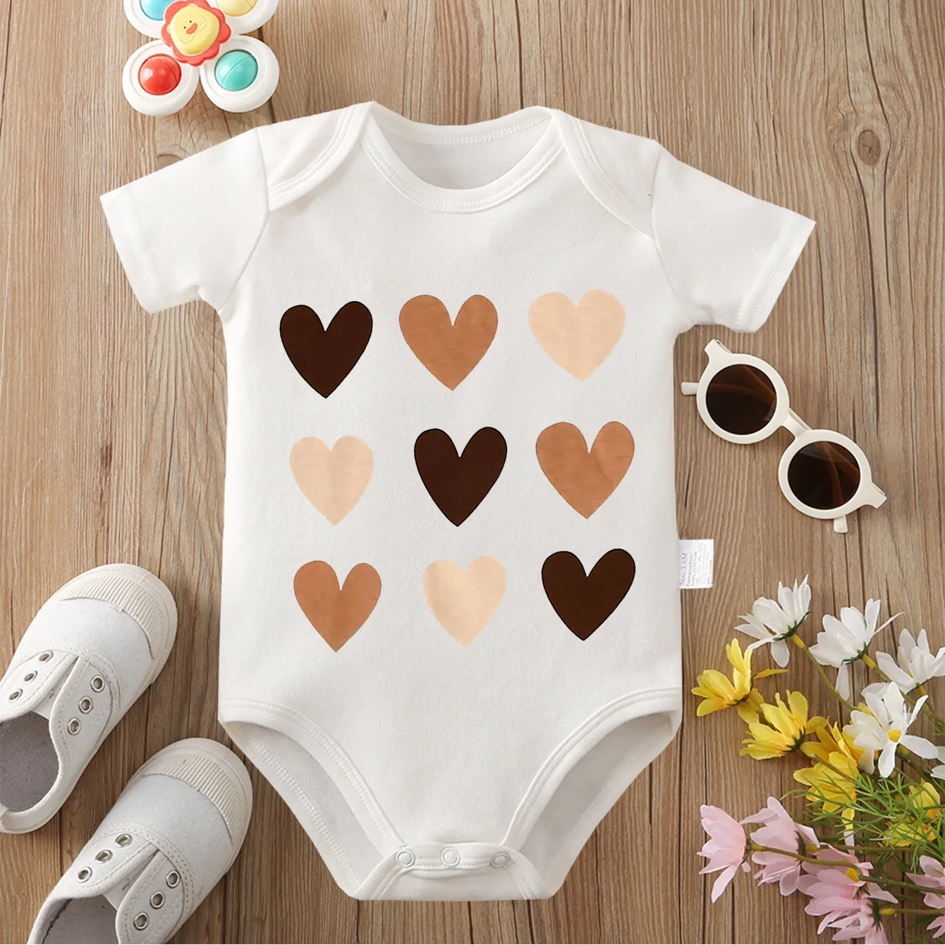 Mom Dad I Love You Colorful Heart 100% Cotton Cloths Comfort