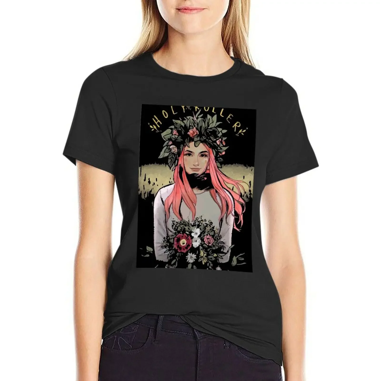 

holly roller T-Shirt animal print shirt for girls Short sleeve tee heavyweights black t shirts for Women