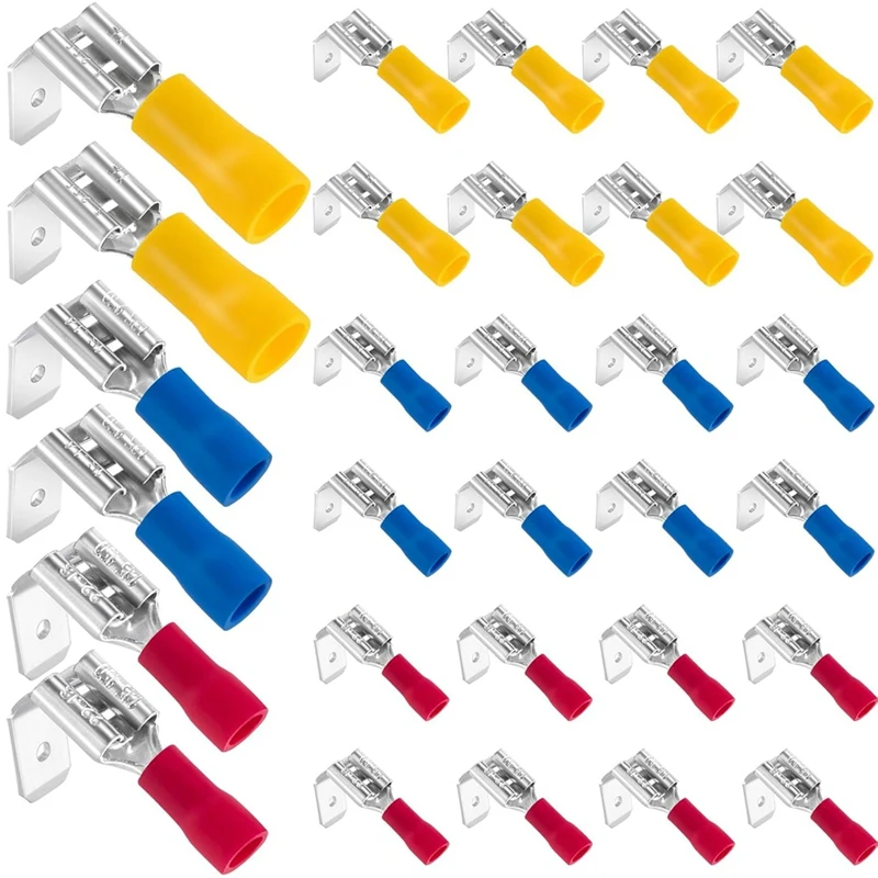 ABRU-Spade Connectors,22-10 AWG 1/4In Quick Disconnect Piggyback Spade Assortment Kit, Female/Male Wire Cable Crimp Terminals