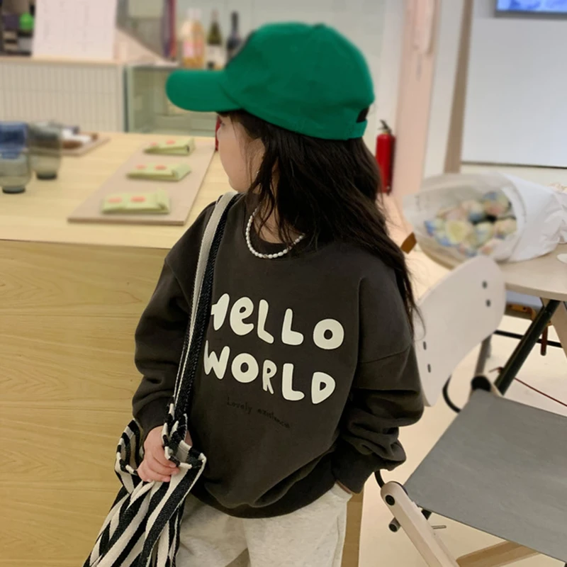 Musim semi musim gugur bayi perempuan hoodie pullover atasan Korea lengan panjang anak-anak Hoodies Sweatshirt pakaian anak-anak 2-12Y