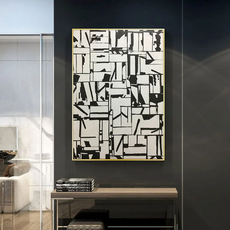 

Abstract Black White Square Canvas Poster Wall Art, Picture Wall Decorative Paintings, Modern Living Room Home Decoration