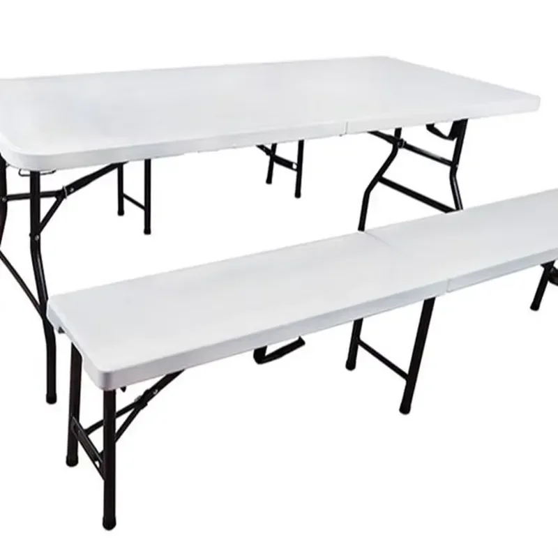 for 6ft Folding Half Bench White Plastic Portable Bench for Outdoor Garden Picnic Camping