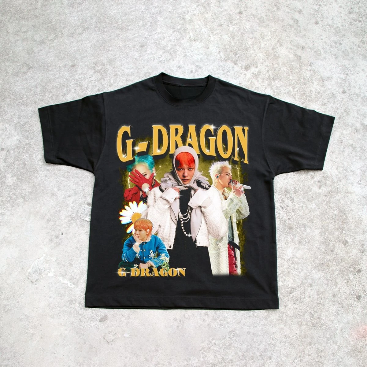 

G-DRAGON Quan Zhilong Portrait Printed Short Sleeve Round Neck American High Street Cotton Summer T-shirt