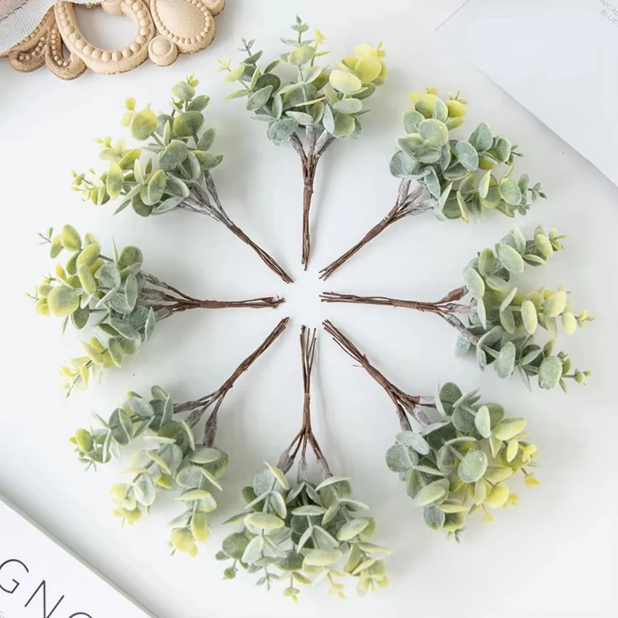 

Artificial Eucalyptus Leaves Plastic Plant Home Room Table Outdoor Yard Garden Wedding Bridal Bouquet Garland DIY Gift Box Decor