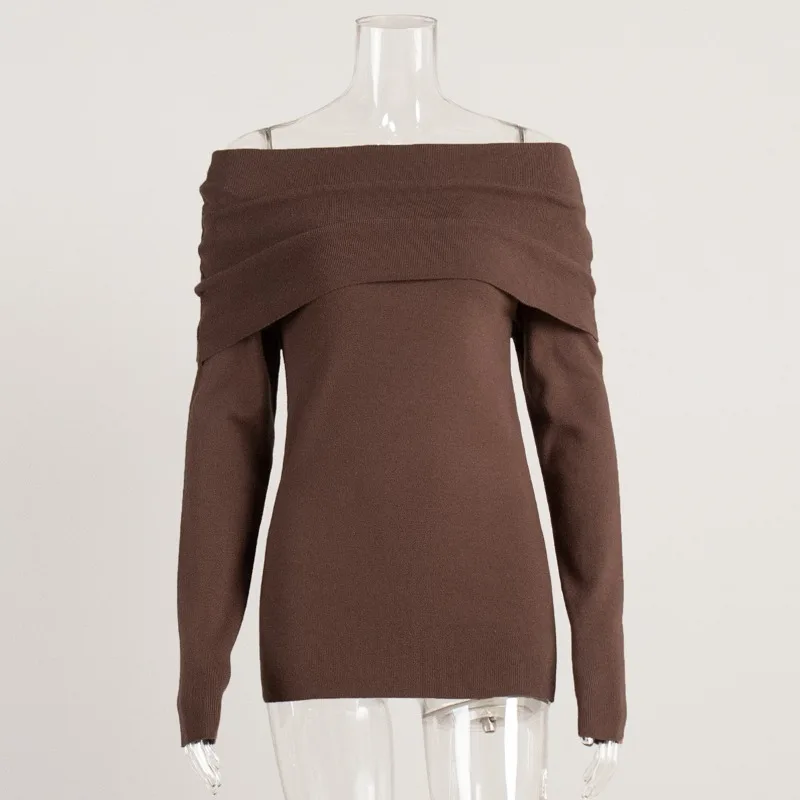Pullover Pullover Frauen Slash Batwing Langarm Gestrickte Elegante Tops One Off Schulter Sexy Frühling Herbst Strickwaren Jumper Casual