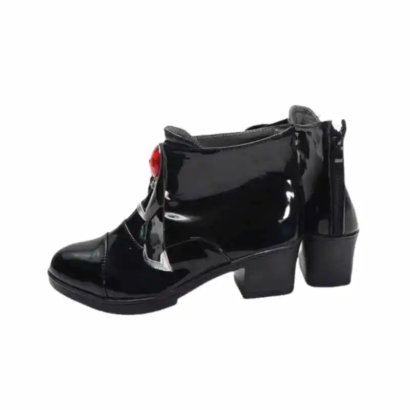 Anime Virtual eSports Project kurumi noah Cosplay Shoes Black High Heels Short PU Leather Boots For Halloween Carnival