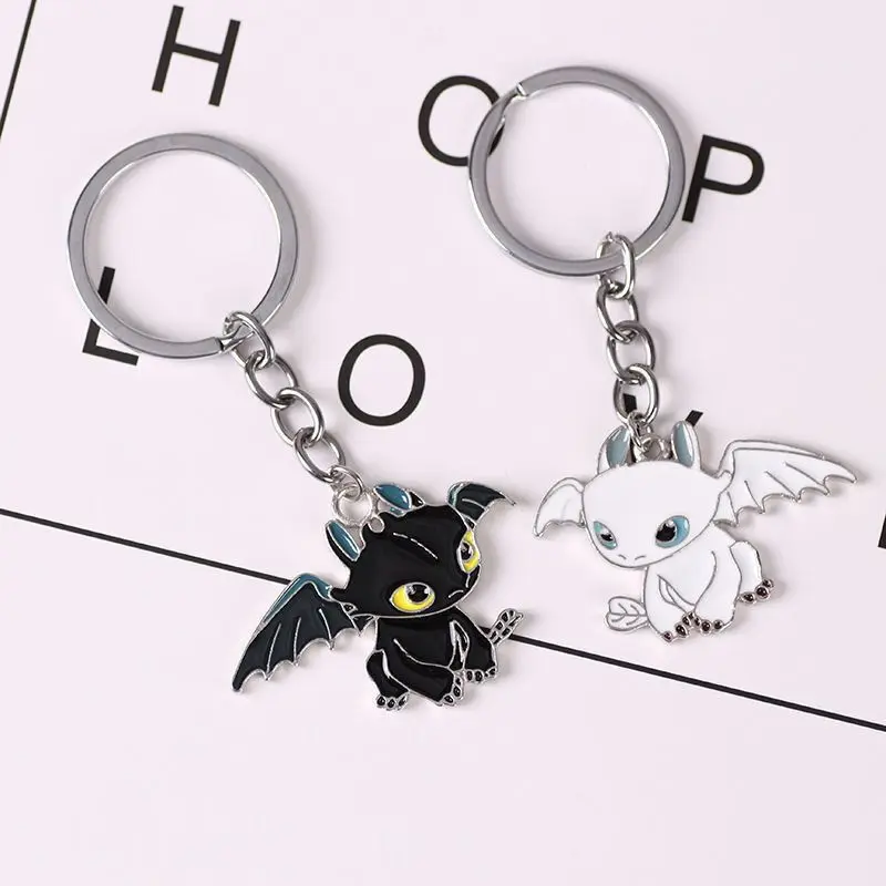 New How to Train Your Dragon Toothless Light Fury keychain with high-value cool figurine design creative couple backpack pendant view 2