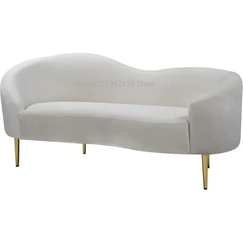 

Кремовый велюровый диван-софа, ширина 67 дюймов, с прочными золотыми металлическими ножками, современный диван для гостиной и спальни