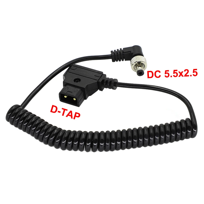 

D-Tap Male to Right Angle DC 5.5x2.5mm Spring Power Wire with Lock for DSLR Rig Power V-Mount Anton, Camera monitor cord