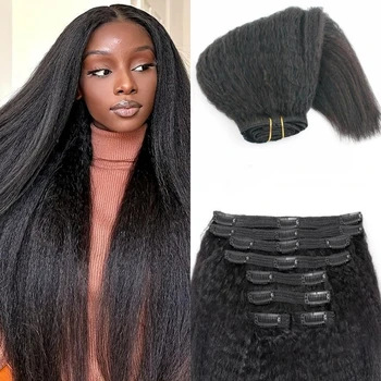 Perwersyjne proste ludzkie włosy doczepiane w doczepach 120 g/zestaw 18 cali ciało fala włosy typu remy głęboko kręcone#1B Naturalne czarne przedłużenia