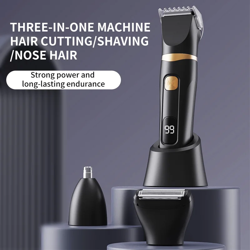 Men's Spherical Shaver, 3-in-1 Multifunctional Body Hair Trimmer, LED Display, Wet and Dry