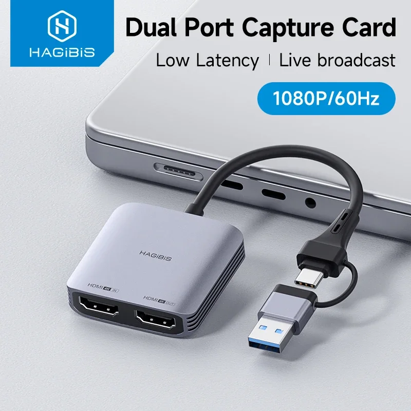 

Hagibis Video Capture Card Hdmi-Compatible To USB A/C Recording Card 1080P With 4K Loop Out For Switch Xbox Ps4/5 Live Streaming