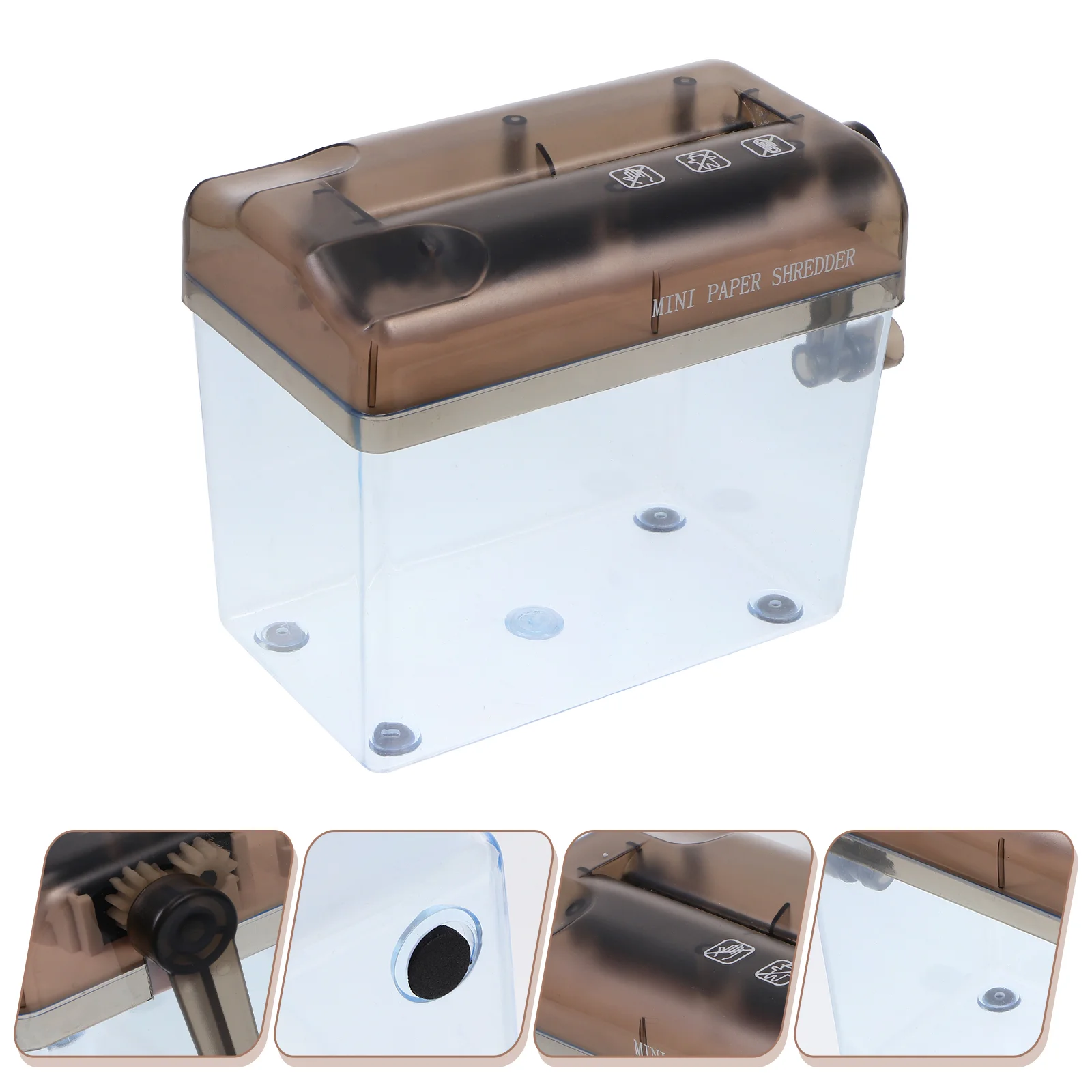 Paper Shredder Manual A4 Cutting Machine Desktop School Abs Mini Transparent Dust Box