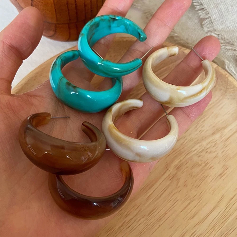 Jewelry Girls Geometric Resin Korea Acrylic Earrings C-shaped Earrings Transparent Hoop Earrings