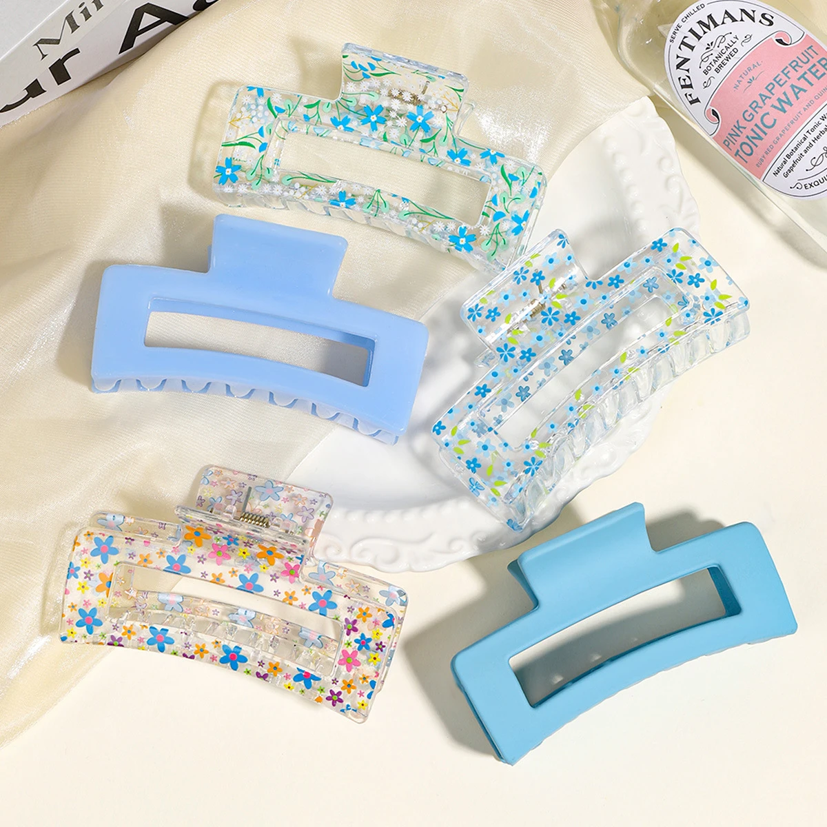 5 قطع (8.5 سم/3.34ni) مشبك مكعب حلو مطبوع بلون الحلوى، مشبك سمك القرش الكوري الصغير الطازج على ظهر الرأس #5