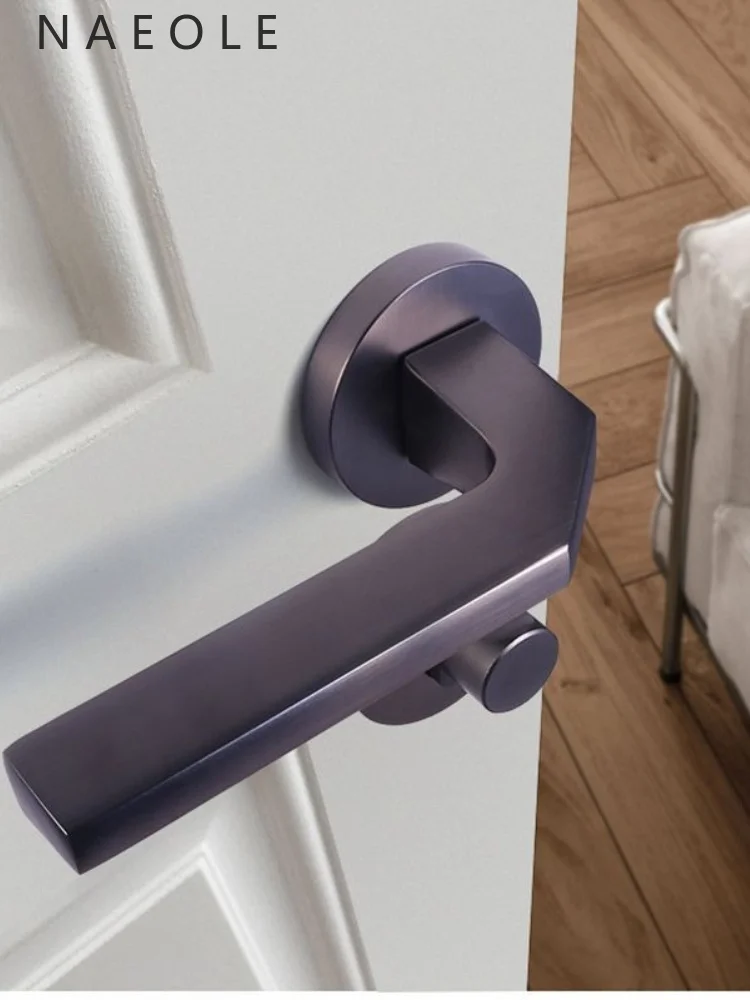 Home Magnetic Matte Silent Bedroom Door Lock Indoor Black Handle Zinc Alloy Suitable for Solid Wood Doors Universal Mortise Lock