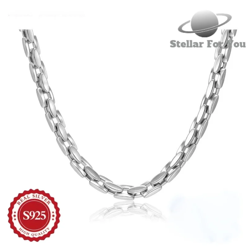Women's 925 Sterling Silver Paperclip Chain Necklace, Simple and Refined Short Necklace, Trendy Jewelry Gift, Delicate Layered Chain, Simple Daily Wear Style