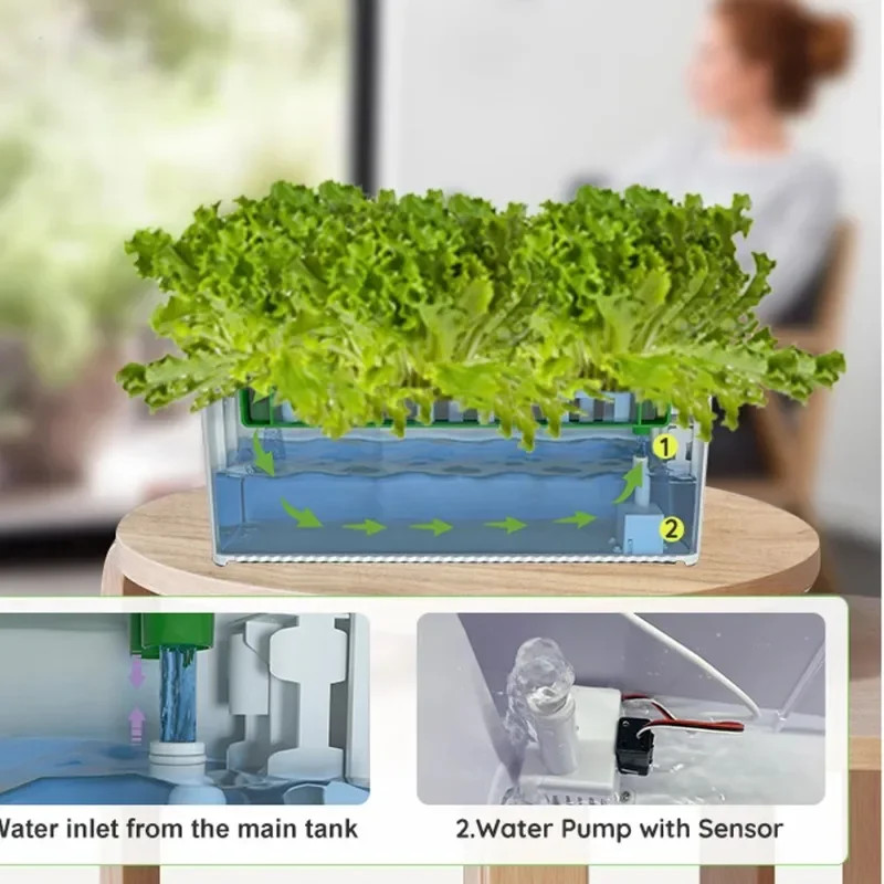 Smart Dual Power Self Watering  Planter Vertical Hydroponics indoor System Grow kit hydroponic growing systems bucket