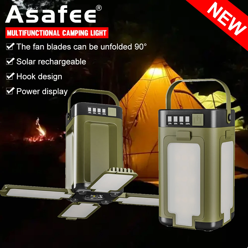Asafee LY24 Outdoor Camping Light Solar Charging Supports Output Lantern Adjustable Unfolded Fan-shaped Side Light Flashlight