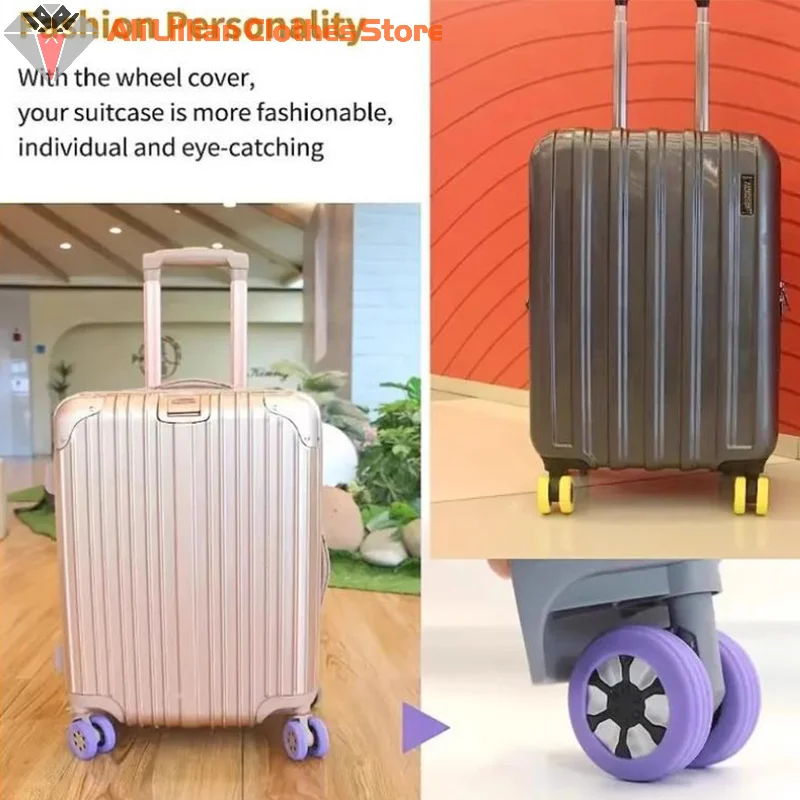 Protector de ruedas de silicona para equipaje, accesorios de cubierta protectora para ruedas de viaje, maleta con reducción de ruido, 8 piezas