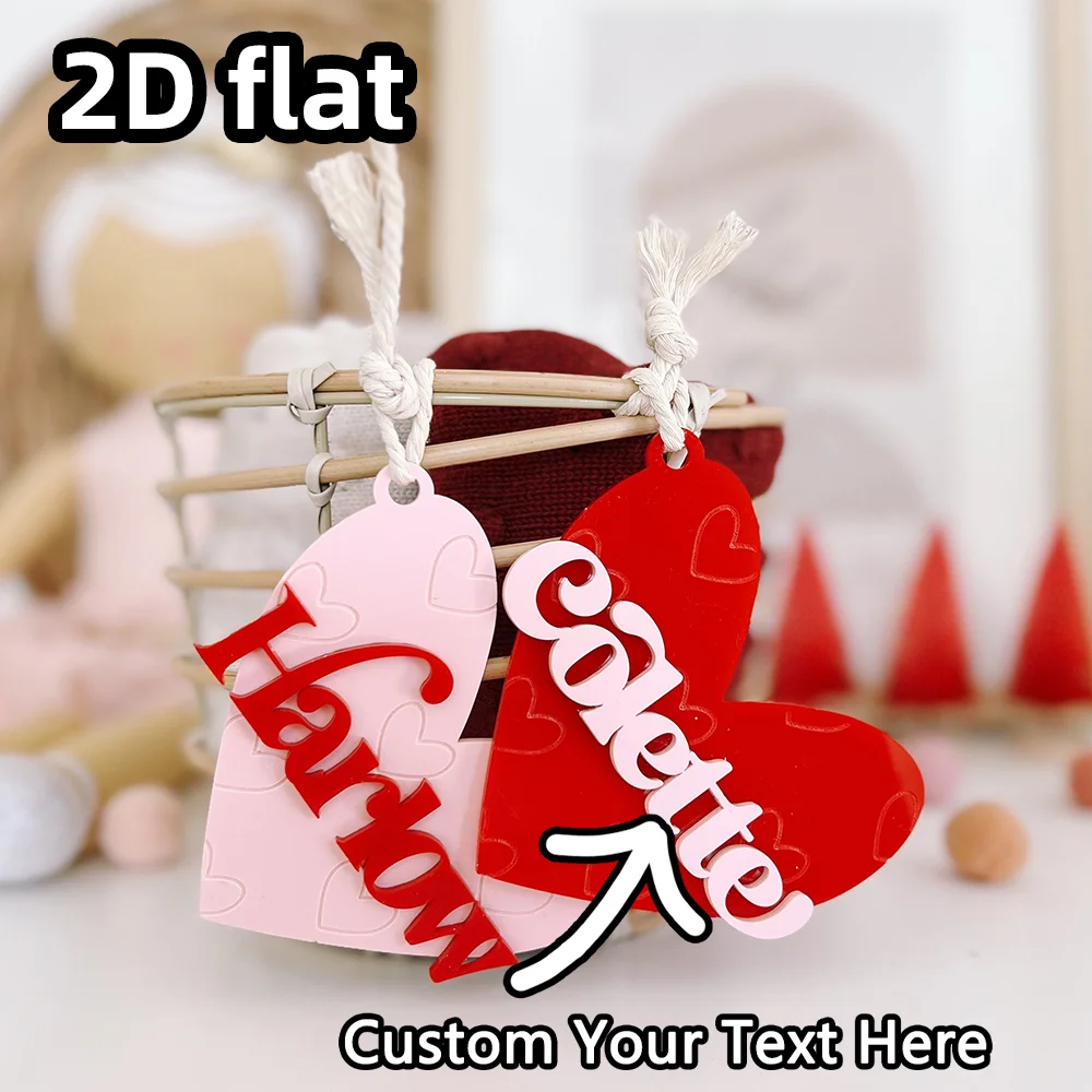 قطعة واحدة من علامة القلب المحفورة لعيد الحب، علامة سلة الاسم المخصص، علامة اسم القلب الشخصية، هدية عيد الحب #1